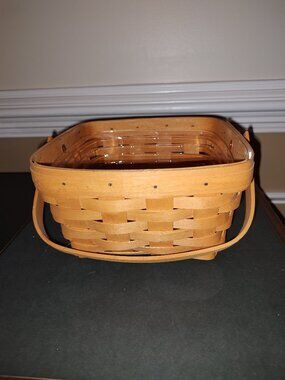LONGABERGER HANDWOVEN BASKET FRENCH COTTON TOWEL BASKET LINER 8 1/2" SQ SIGNED